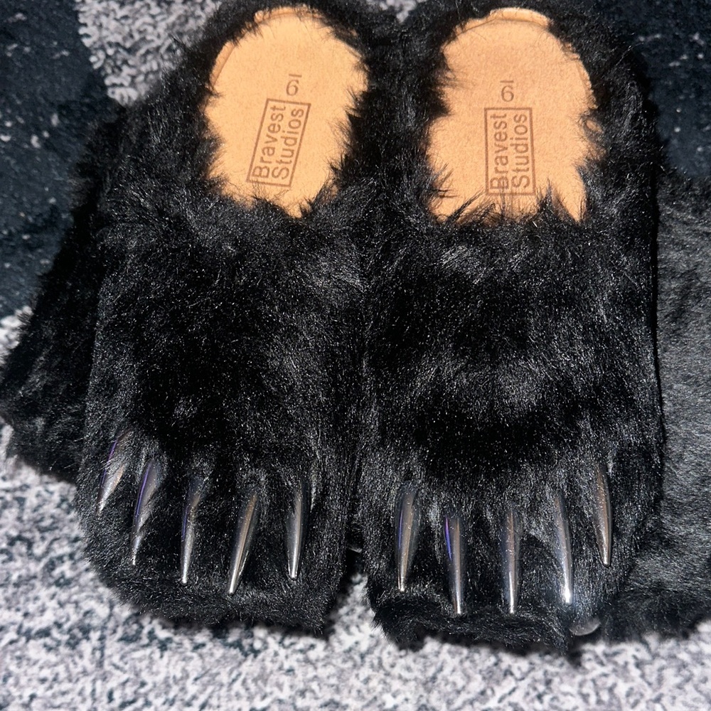 Bravest Studios Black Furry Claw Footwear